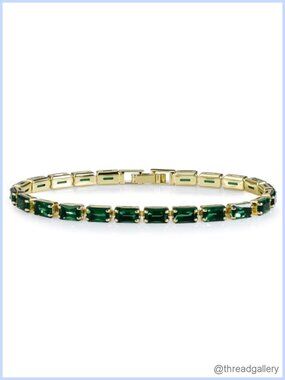 Stainless Steel Tennis Bracelet Green Emerald CZ Simulated